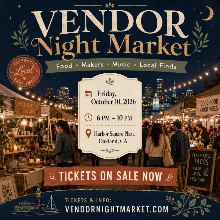 Vendor Night Market community market event poster